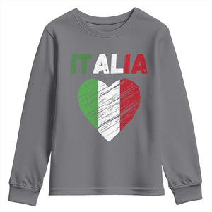 Italian Flag Heart Youth Sweatshirt Retro Vintage Italia Graphic TS10 Charcoal Print Your Wear