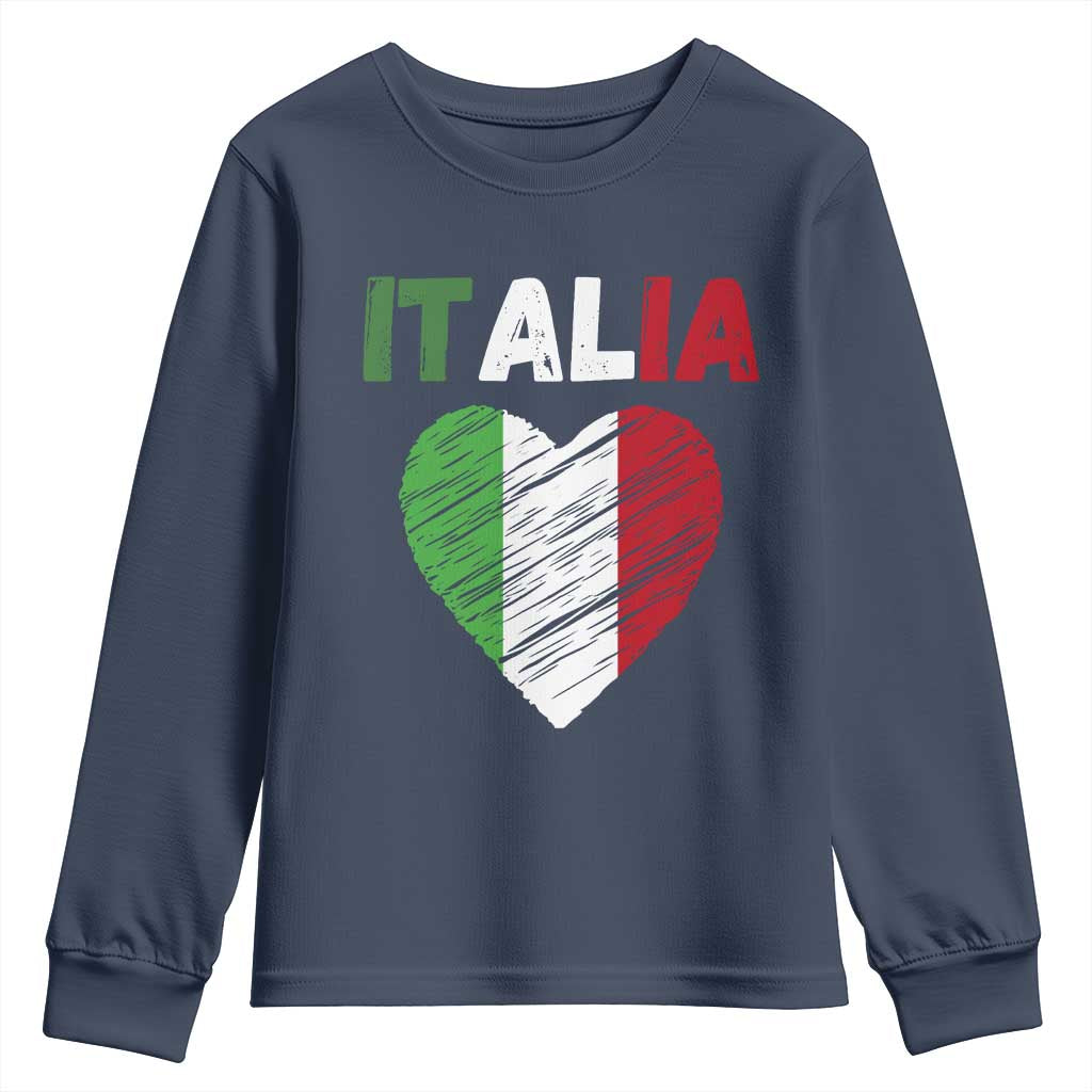 Italian Flag Heart Youth Sweatshirt Retro Vintage Italia Graphic TS10 Navy Print Your Wear