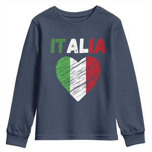 Italian Flag Heart Youth Sweatshirt Retro Vintage Italia Graphic TS10 Navy Print Your Wear