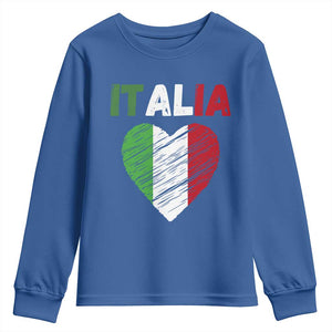 Italian Flag Heart Youth Sweatshirt Retro Vintage Italia Graphic TS10 Royal Blue Print Your Wear