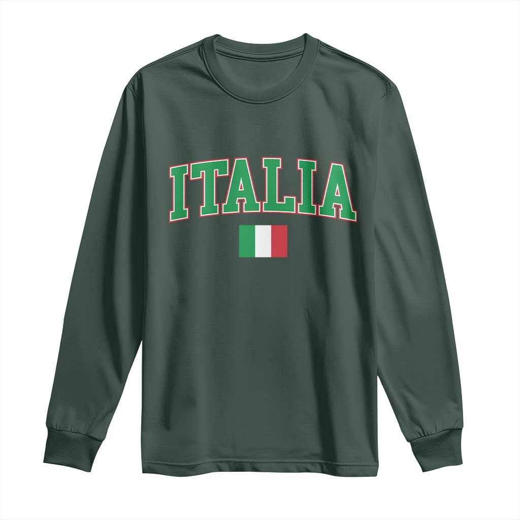 Vintage Italia Long Sleeve Shirt Print Retro Varsity Italian Apparel TS10 Dark Forest Green Print Your Wear