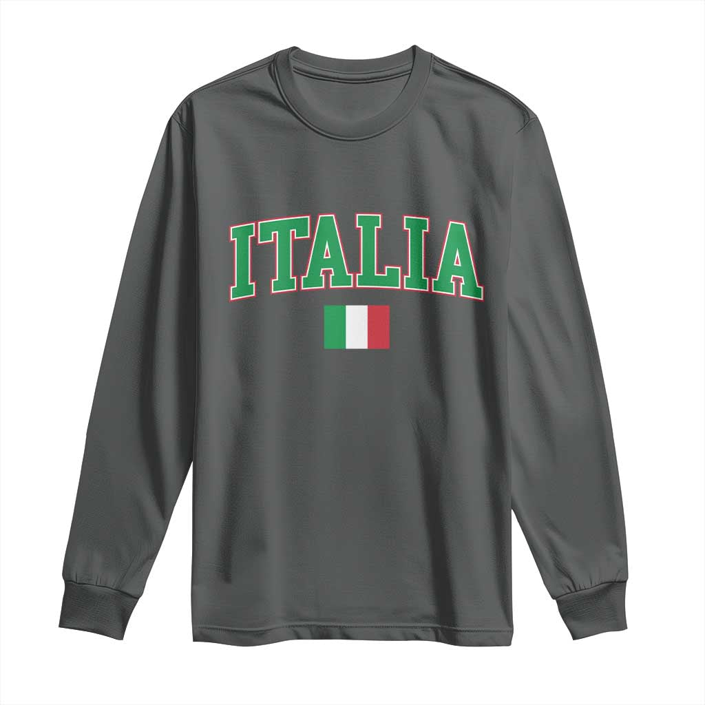 Vintage Italia Long Sleeve Shirt Print Retro Varsity Italian Apparel TS10 Dark Heather Print Your Wear