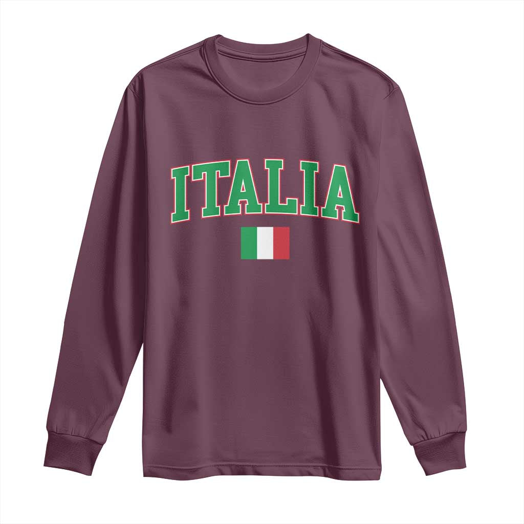 Vintage Italia Long Sleeve Shirt Print Retro Varsity Italian Apparel TS10 Maroon Print Your Wear