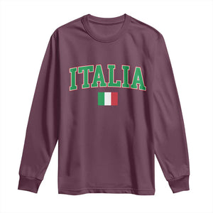Vintage Italia Long Sleeve Shirt Print Retro Varsity Italian Apparel TS10 Maroon Print Your Wear