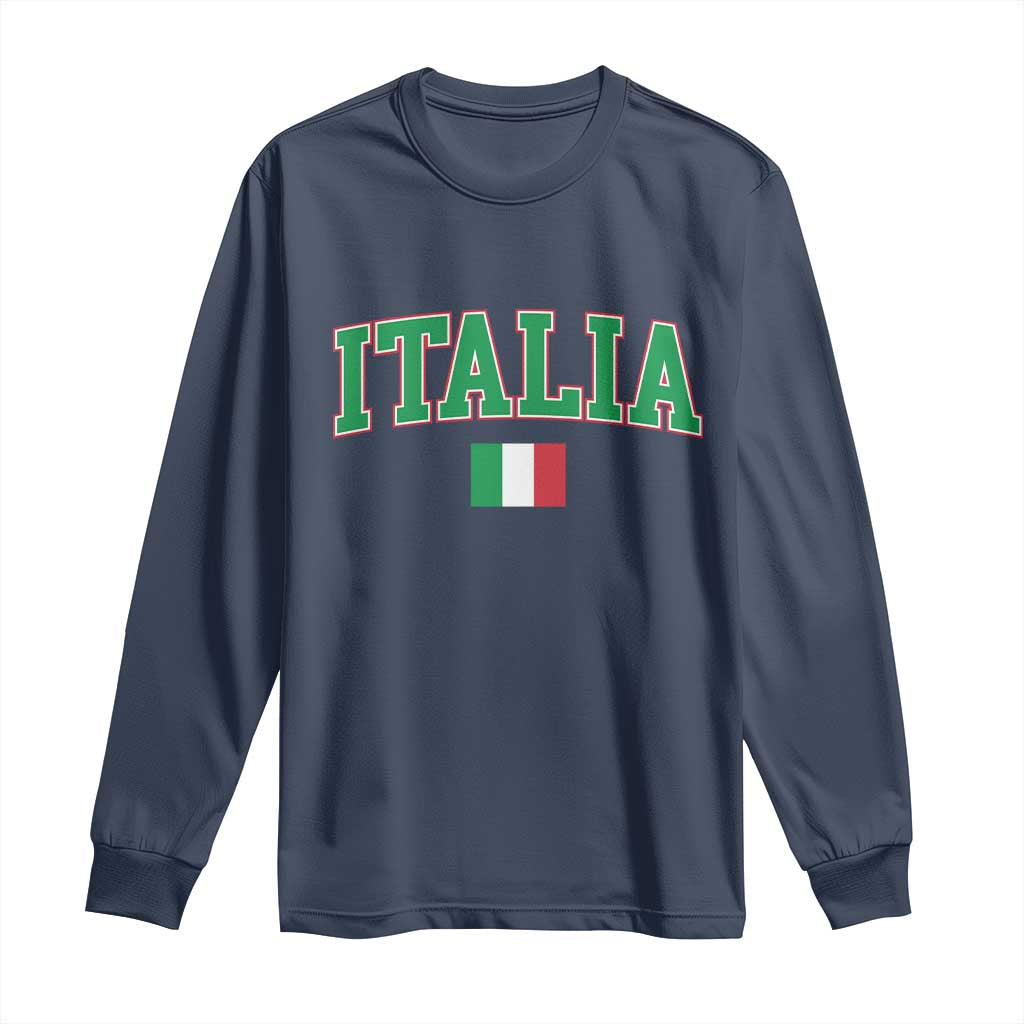 Vintage Italia Long Sleeve Shirt Print Retro Varsity Italian Apparel TS10 Navy Print Your Wear