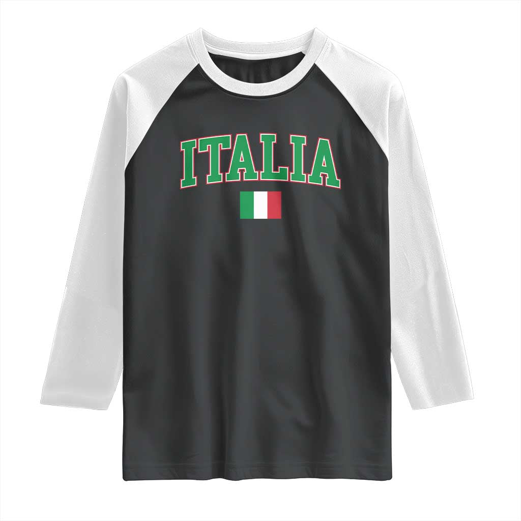 Vintage Italia Raglan Shirt Print Retro Varsity Italian Apparel TS10 Black White Print Your Wear