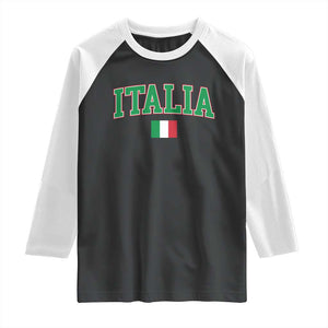 Vintage Italia Raglan Shirt Print Retro Varsity Italian Apparel TS10 Black White Print Your Wear