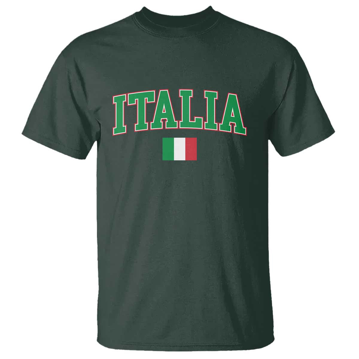 Vintage Italia T Shirt Print Retro Varsity Italian Apparel TS10 Dark Forest Green Print Your Wear