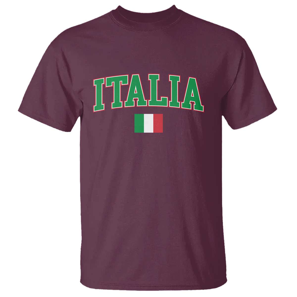 Vintage Italia T Shirt Print Retro Varsity Italian Apparel TS10 Maroon Print Your Wear