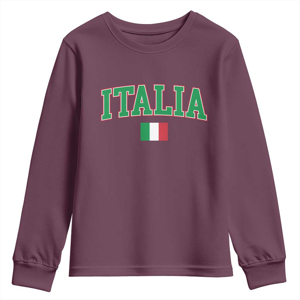 Vintage Italia Youth Sweatshirt Print Retro Varsity Italian Apparel TS10 Maroon Print Your Wear