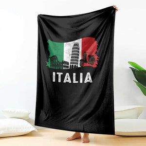 Italian Flag Throw Blanket Distressed Style Pisa Tower Colosseum Classic Scooter TS10 Print Your Wear