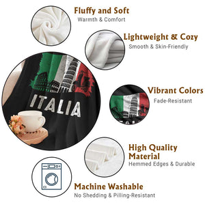 Italian Flag Throw Blanket Distressed Style Pisa Tower Colosseum Classic Scooter TS10 Print Your Wear