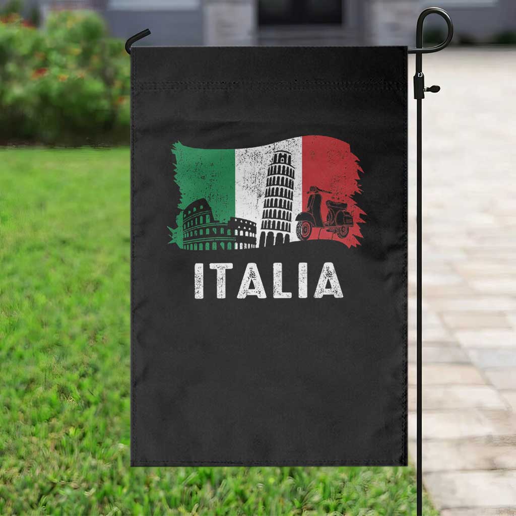 Italian Flag Garden Flag Distressed Style Pisa Tower Colosseum Classic Scooter TS10 Print Your Wear
