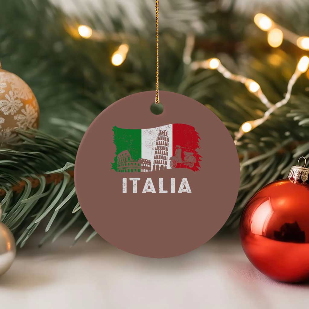 Italian Flag Ceramic Ornament Distressed Style Pisa Tower Colosseum Classic Scooter TS10 1pc Mocha Print Your Wear