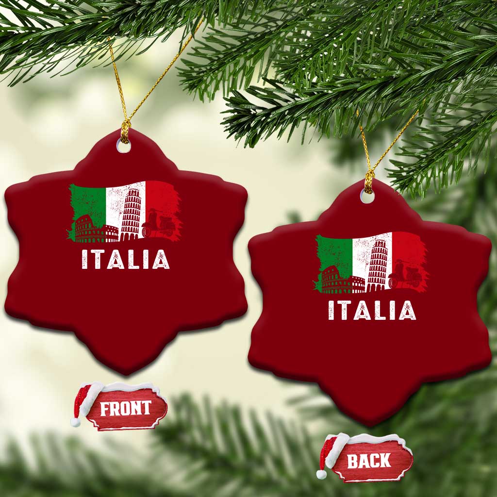 Italian Flag Ceramic Ornament Distressed Style Pisa Tower Colosseum Classic Scooter TS10 Print Your Wear