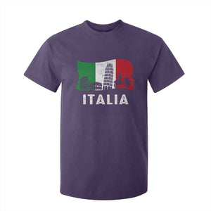 Italian Flag T Shirt For Kid Distressed Style Pisa Tower Colosseum Classic Scooter TS10 Purple Print Your Wear