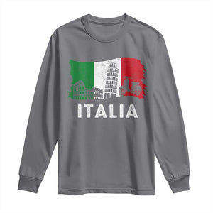 Italian Flag Long Sleeve Shirt Distressed Style Pisa Tower Colosseum Classic Scooter TS10 Charcoal Print Your Wear