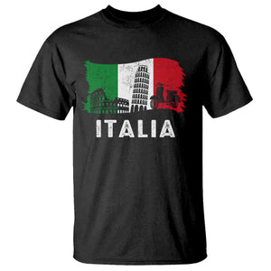 Italian Flag T Shirt Distressed Style Pisa Tower Colosseum Classic Scooter TS10 Black Print Your Wear