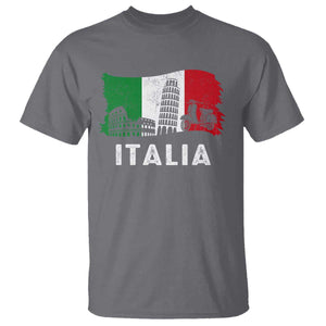 Italian Flag T Shirt Distressed Style Pisa Tower Colosseum Classic Scooter TS10 Charcoal Print Your Wear