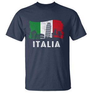 Italian Flag T Shirt Distressed Style Pisa Tower Colosseum Classic Scooter TS10 Navy Print Your Wear