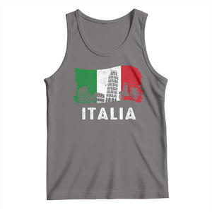 Italian Flag Tank Top Distressed Style Pisa Tower Colosseum Classic Scooter TS10 Deep Heather Print Your Wear