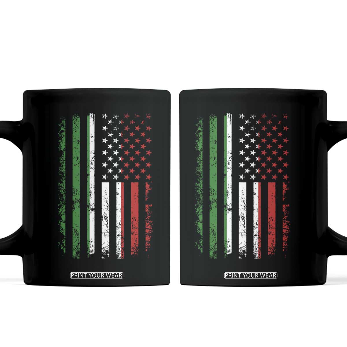 Italian American Flag Coffee Mug Retro Italian Family Italy Flag TS10 Black Print Your Wear