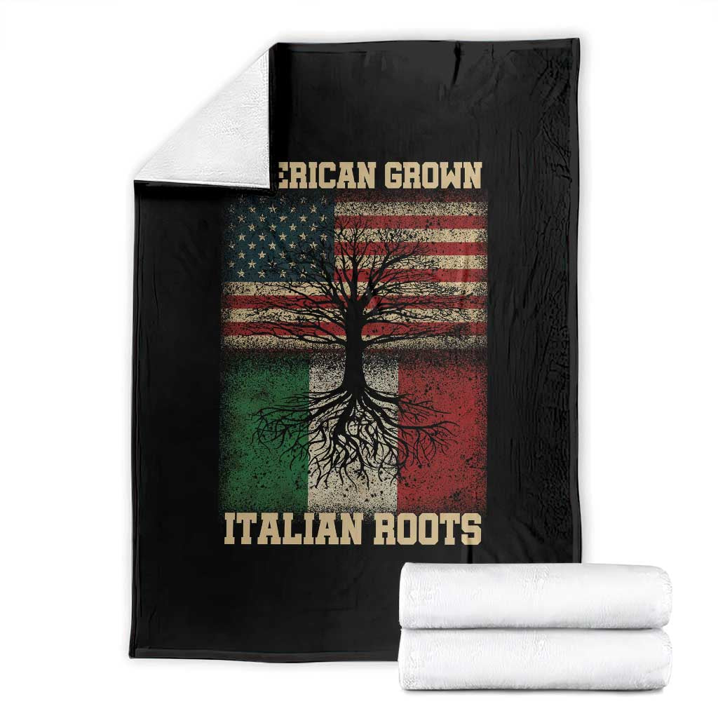 American Grown Italian Roots Throw Blanket USA Italy Flag Family Tree Italian TS10 Black Print Your Wear