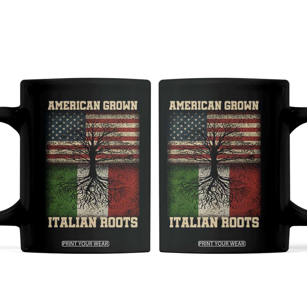 American Grown Italian Roots Coffee Mug USA Italy Flag Family Tree Italian TS10 Black Print Your Wear