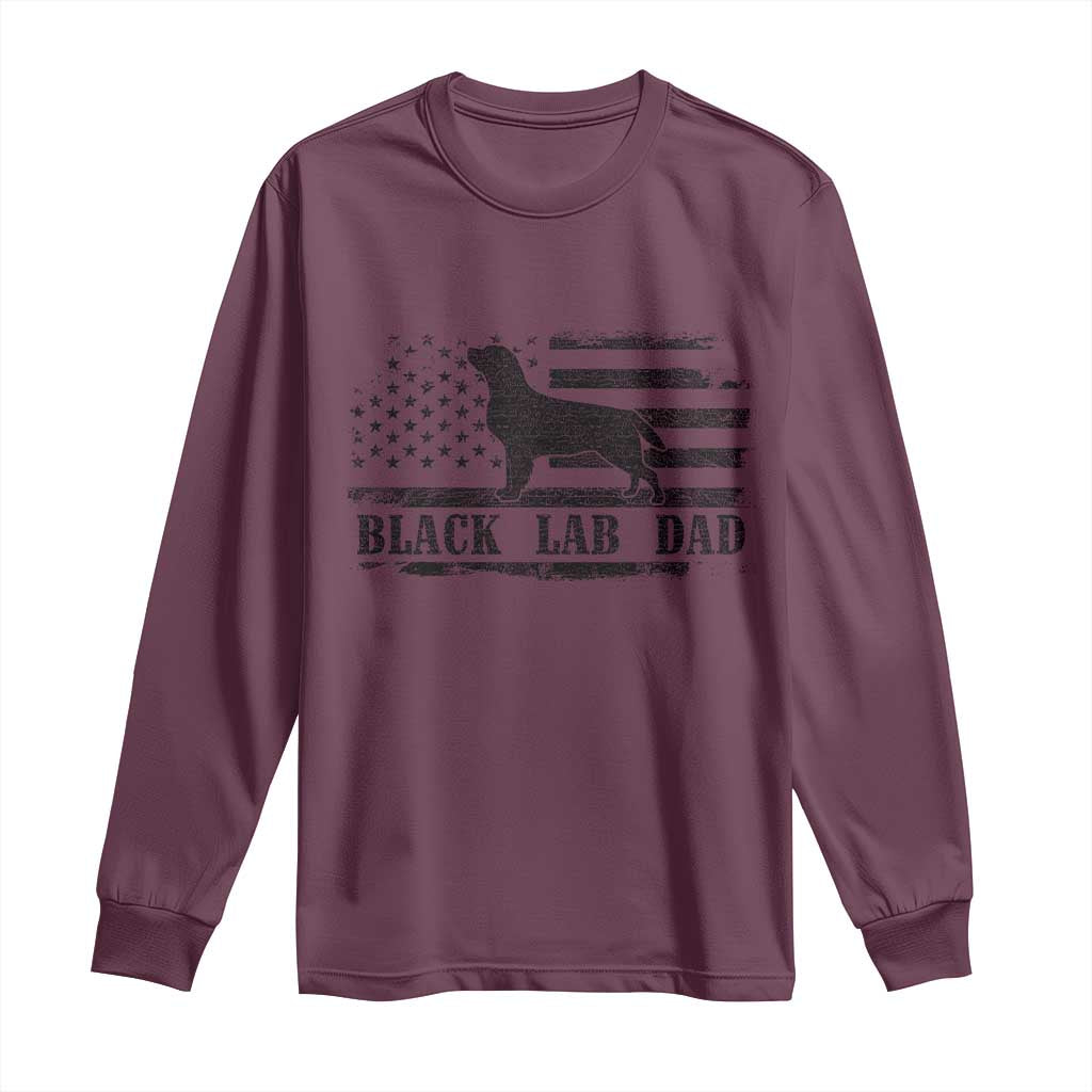 Black Lab Dad Long Sleeve Shirt Funny Labrador Dad Fathers Day Gift for Dog Lovers TS10 Maroon Print Your Wear