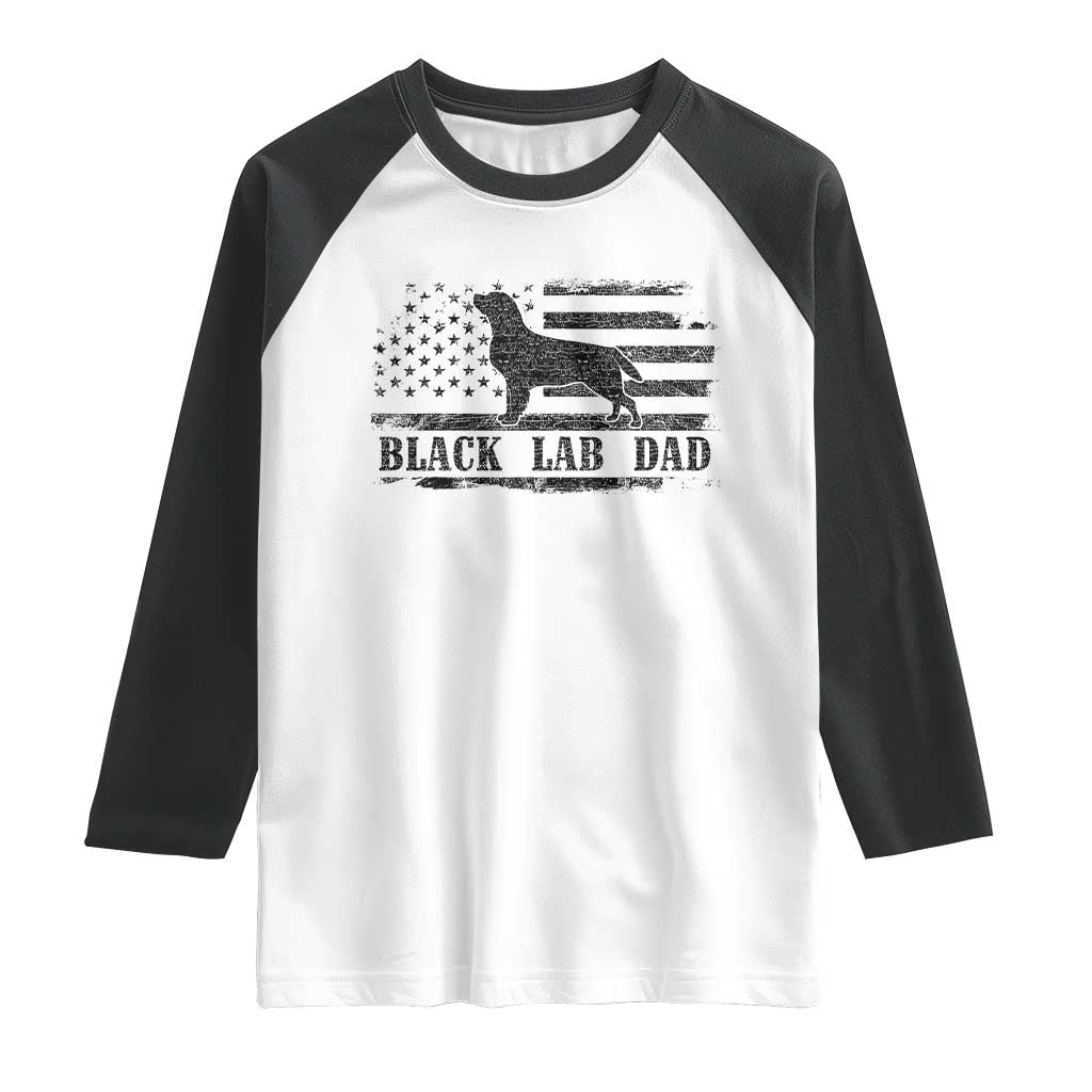 Black Lab Dad Raglan Shirt Funny Labrador Dad Fathers Day Gift for Dog Lovers TS10 White Black Print Your Wear