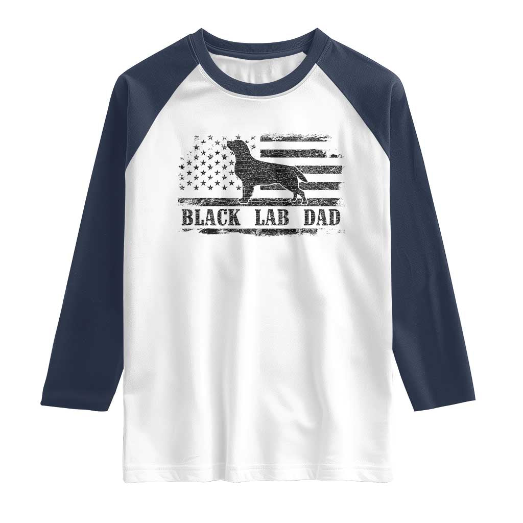 Black Lab Dad Raglan Shirt Funny Labrador Dad Fathers Day Gift for Dog Lovers TS10 White Navy Print Your Wear