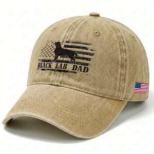 Black Lab Dad Washed Cotton Baseball Cap Funny Labrador Dad Fathers Day Gift for Dog Lovers TS10 Print Your Wear