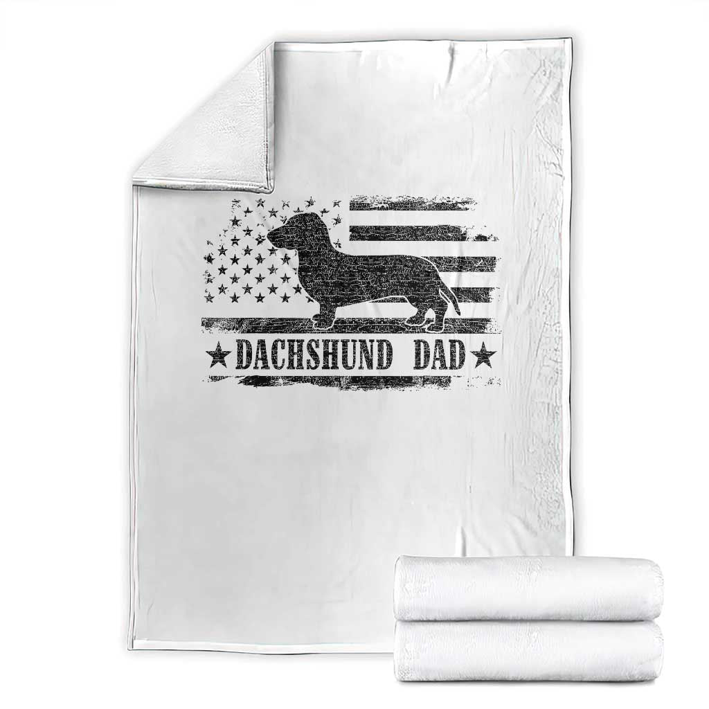 Dachshund Dog Dad Throw Blanket Fathers Day Gift for Dog Lovers American Flag TS10 White Print Your Wear