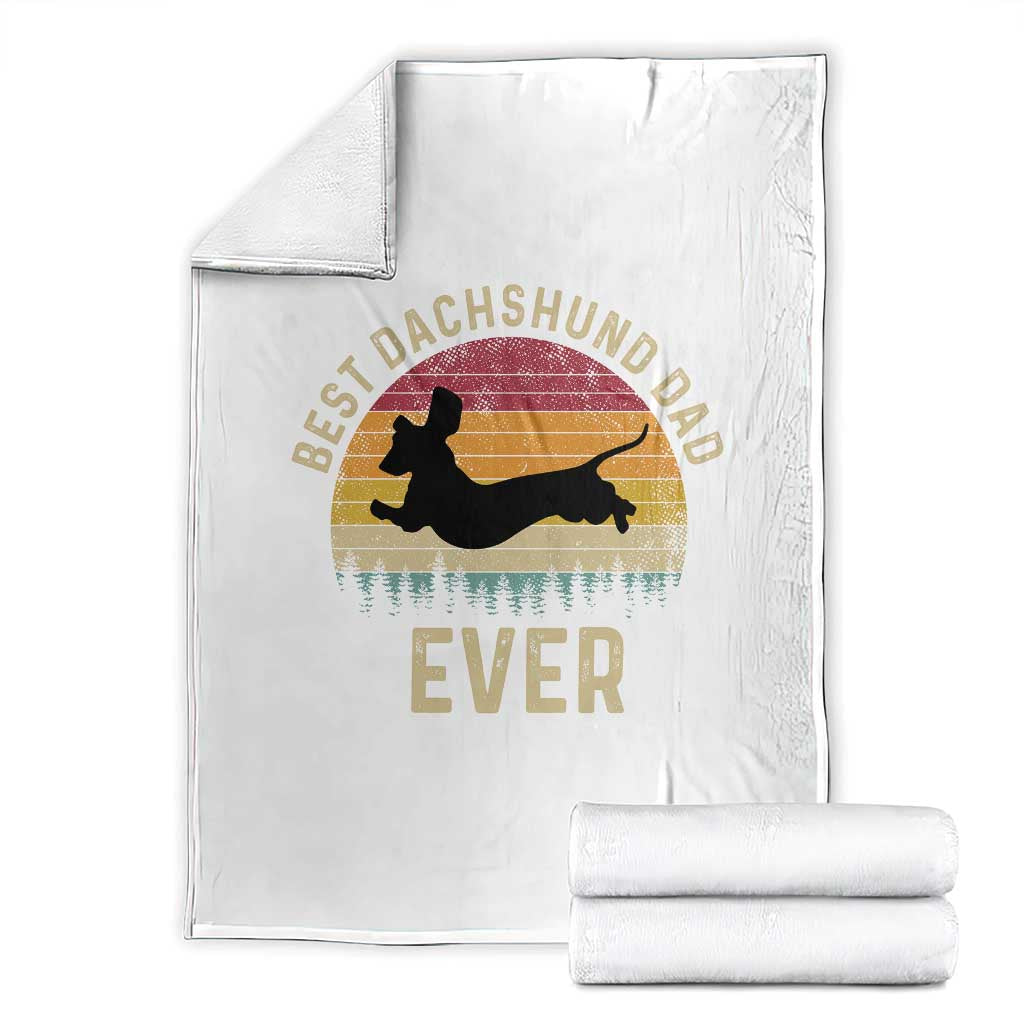 Dachshund Dog Dad Throw Blanket Vintage 60s 70s Retro Fathers Day Gift for Dog Lovers TS10 White Print Your Wear