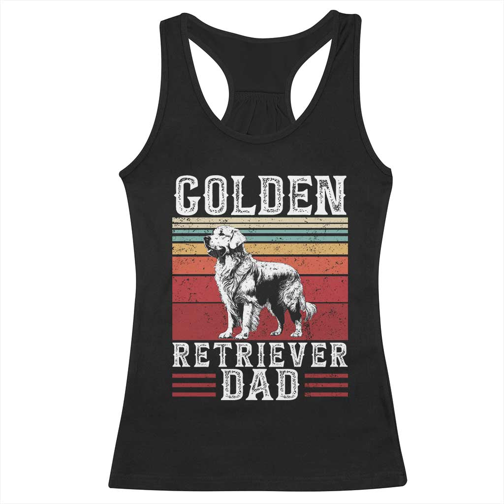 Retro Dog Golden Dad Racerback Tank Top Fathers Day Gift for Dog Lovers Golden Retriever Dad TS10 Black Print Your Wear