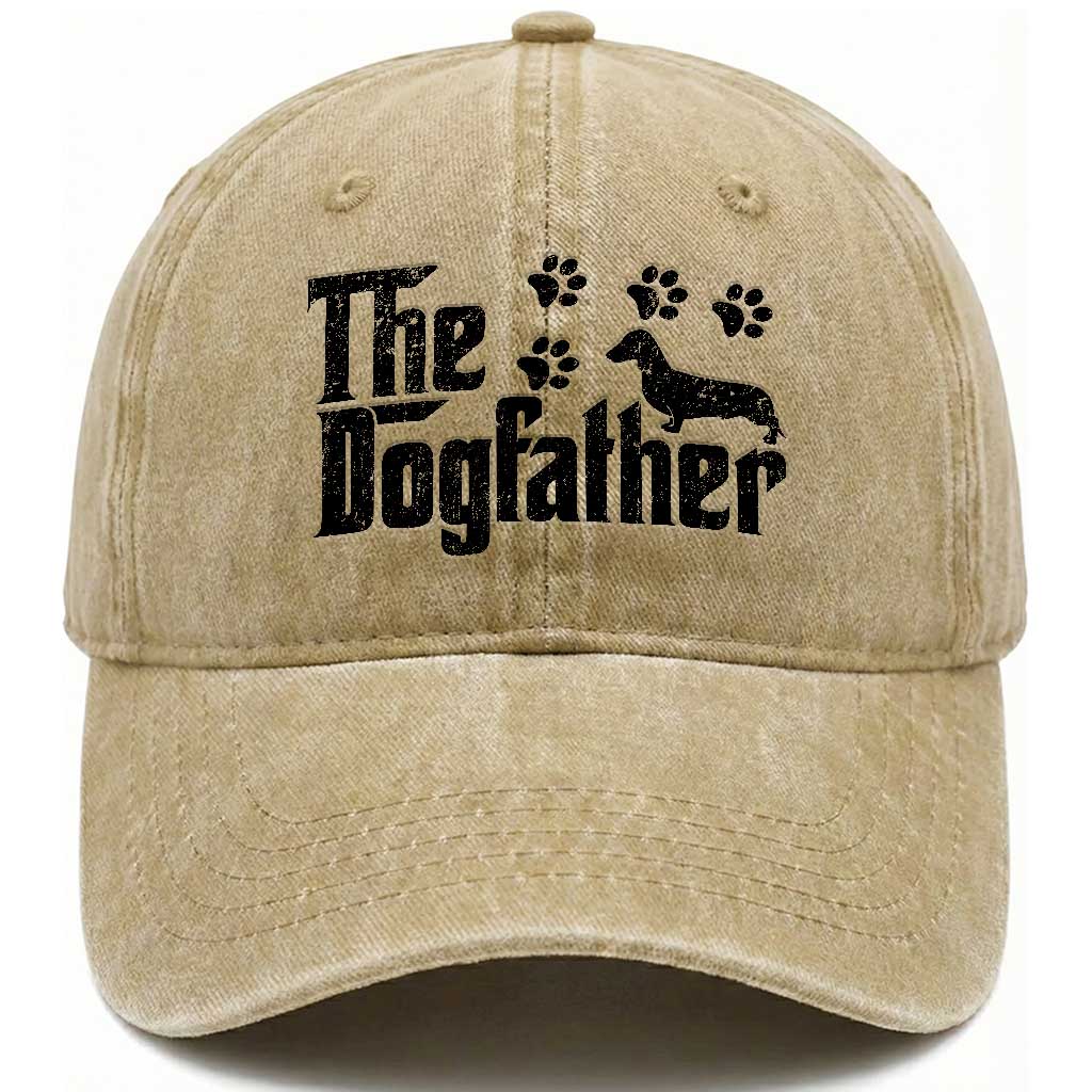 Dachshund Dog Dad Washed Cotton Baseball Cap The Dogfather Fathers Day Gifts For Dog Lovers TS10 Print Your Wear