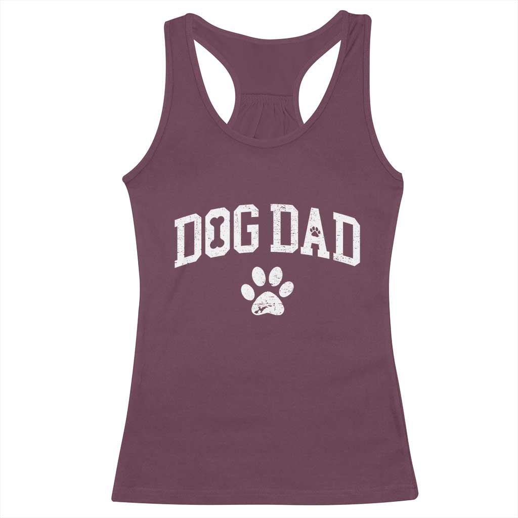 Retro Dog Dad Racerback Tank Top Distressed Fathers Day Gift for Dog Lovers TS10 Maroon Print Your Wear