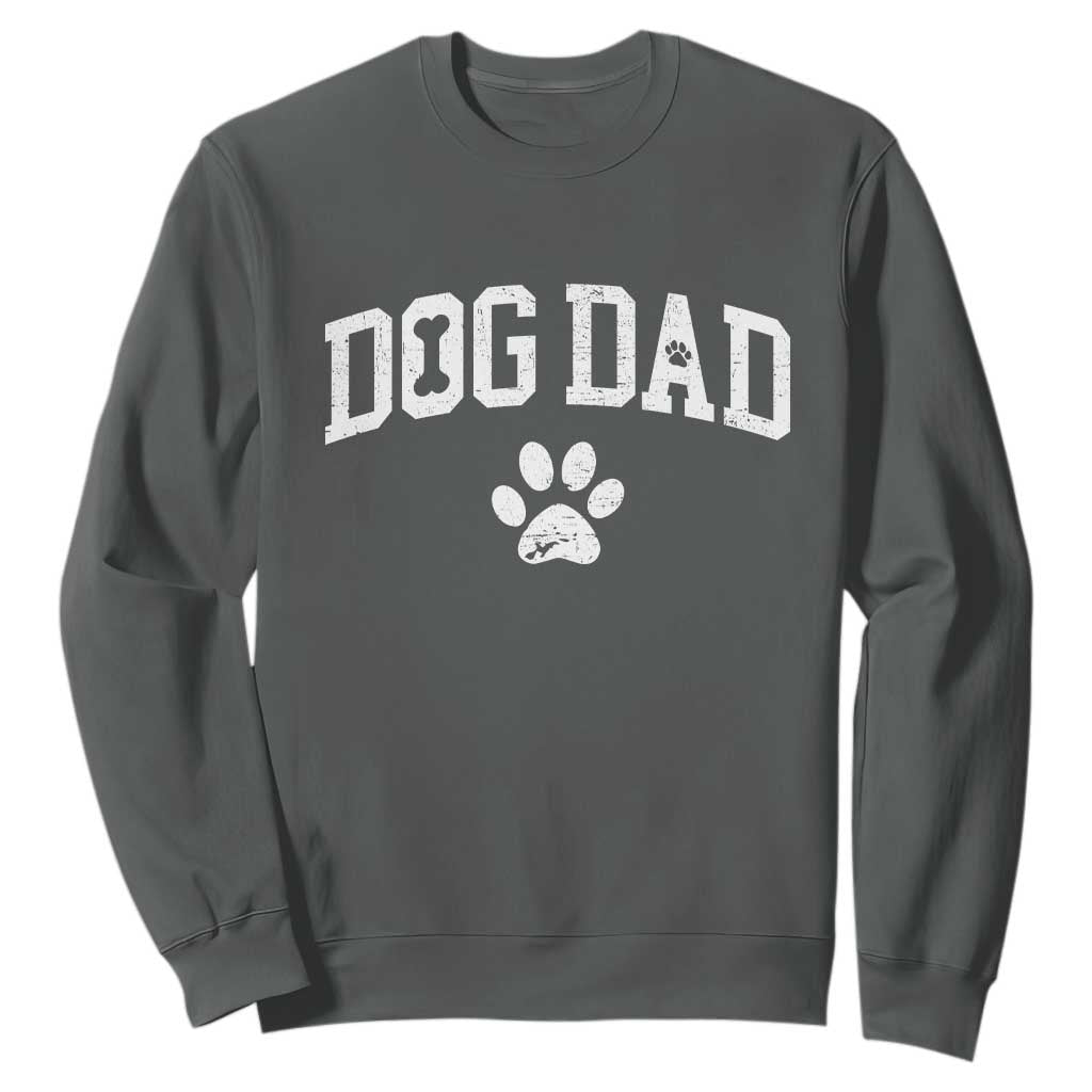 Retro Dog Dad Sweatshirt Distressed Fathers Day Gift for Dog Lovers TS10 Dark Heather Print Your Wear