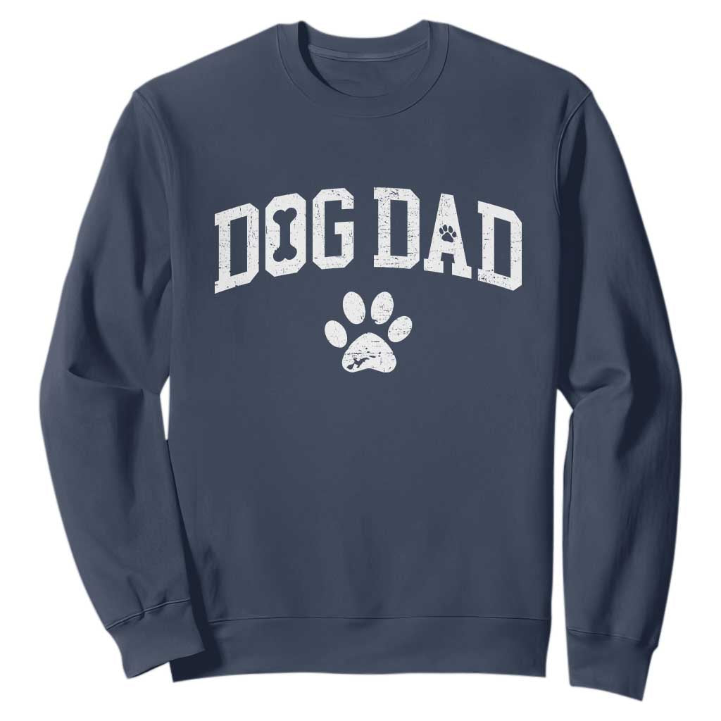 Retro Dog Dad Sweatshirt Distressed Fathers Day Gift for Dog Lovers TS10 Navy Print Your Wear