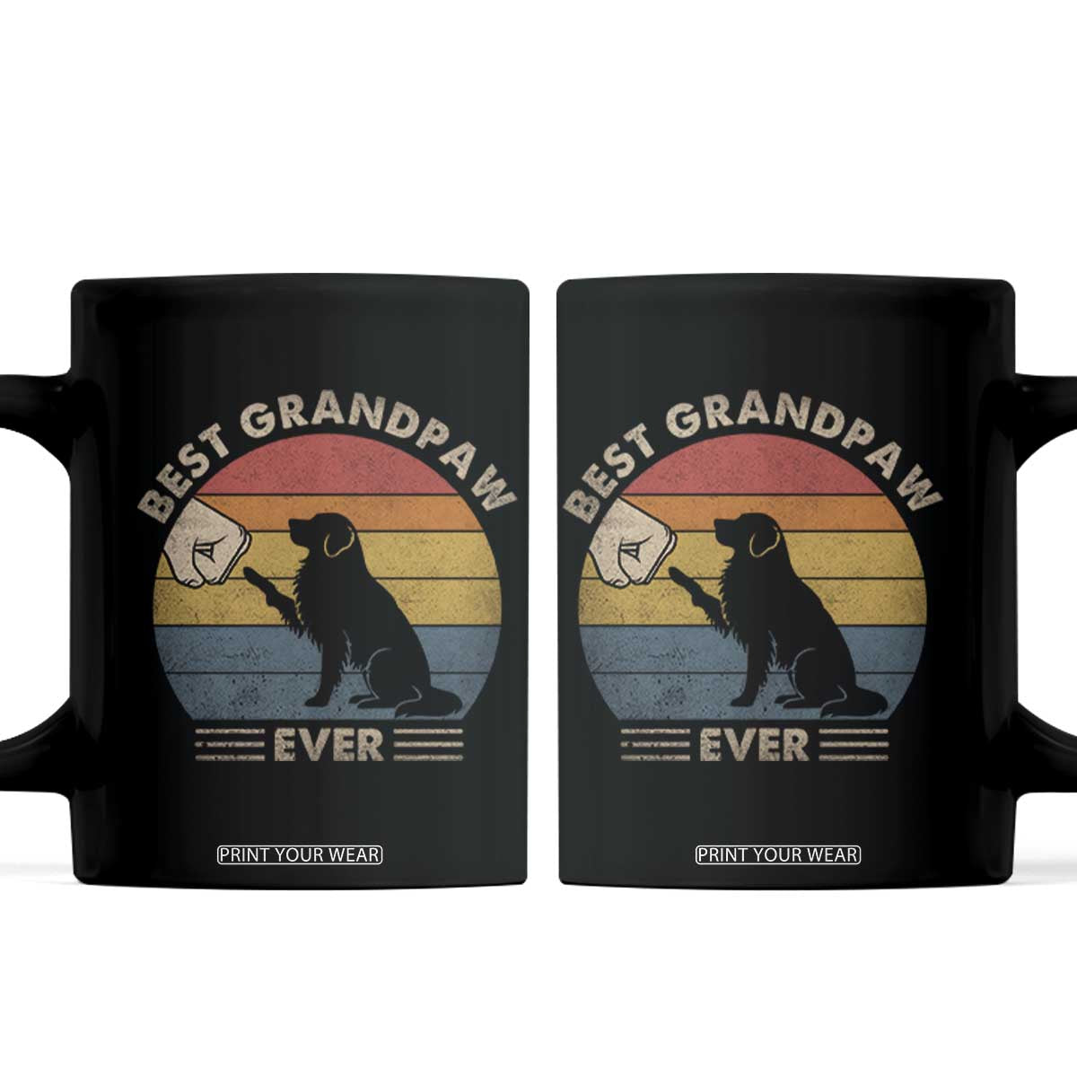 Best Grandpaw Ever Coffee Mug Retro Dog Grandpa Fathers Day Gift From Dog TS10 Black Print Your Wear