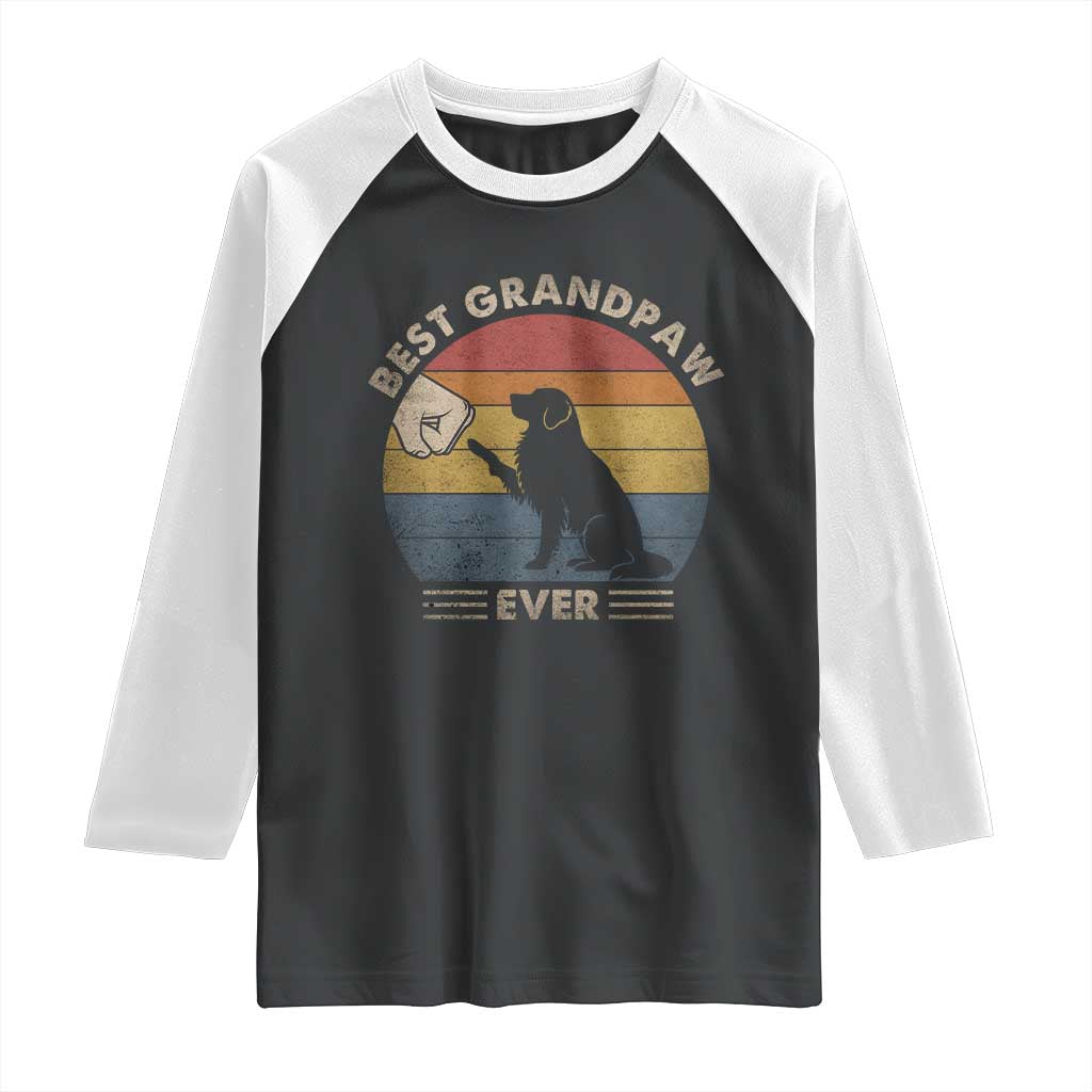 Best Grandpaw Ever Raglan Shirt Retro Dog Grandpa Fathers Day Gift From Dog TS10 Black White Print Your Wear