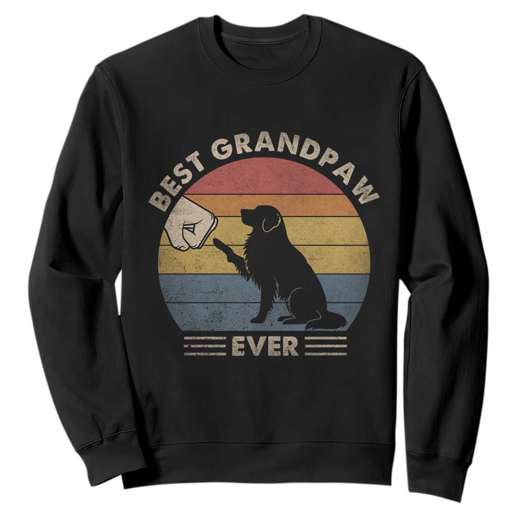 Best Grandpaw Ever Sweatshirt Retro Dog Grandpa Fathers Day Gift From Dog TS10 Black Print Your Wear
