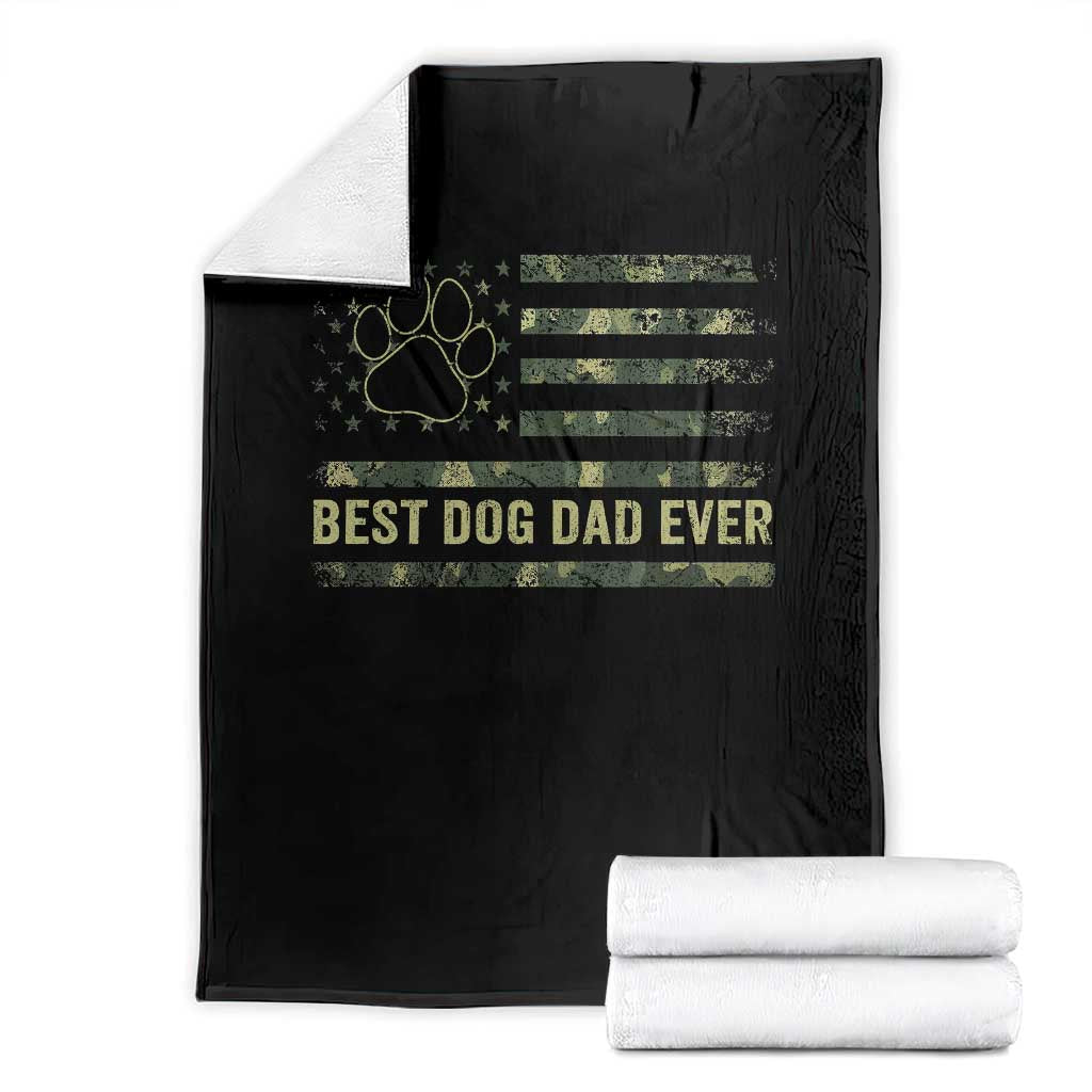 Best Dog Dad Ever Throw Blanket Camo American Flag USA Fathers Day Gift for Dog Lovers TS10 Black Print Your Wear