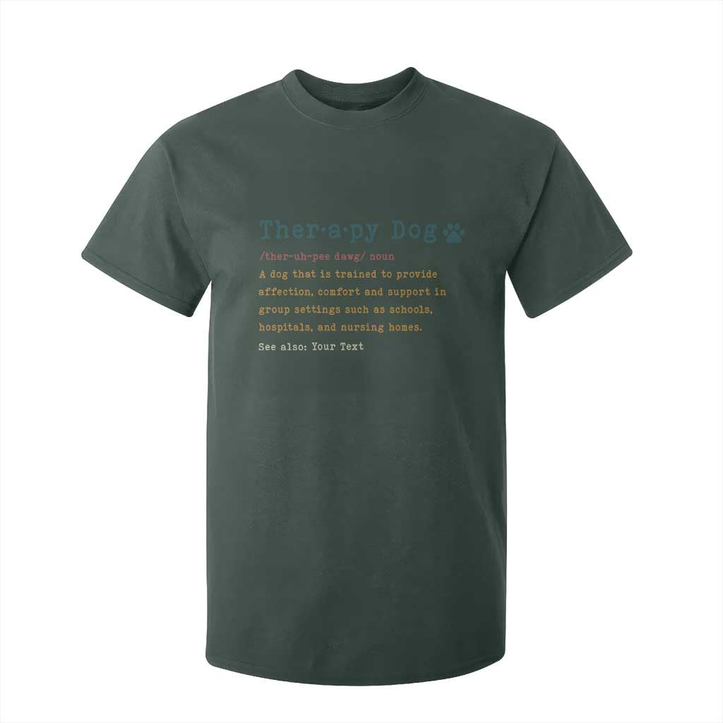 Personalized Therapy Dog T Shirt For Kid Retro Custom Name Pet Partners TS10 Dark Forest Green Print Your Wear