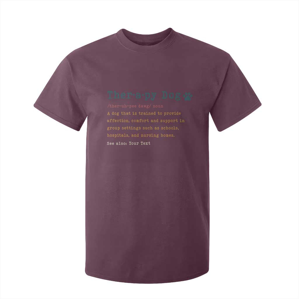 Personalized Therapy Dog T Shirt For Kid Retro Custom Name Pet Partners TS10 Maroon Print Your Wear