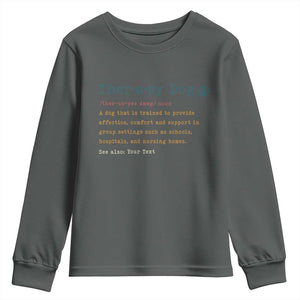 Personalized Therapy Dog Youth Sweatshirt Retro Custom Name Pet Partners TS10 Dark Heather Print Your Wear