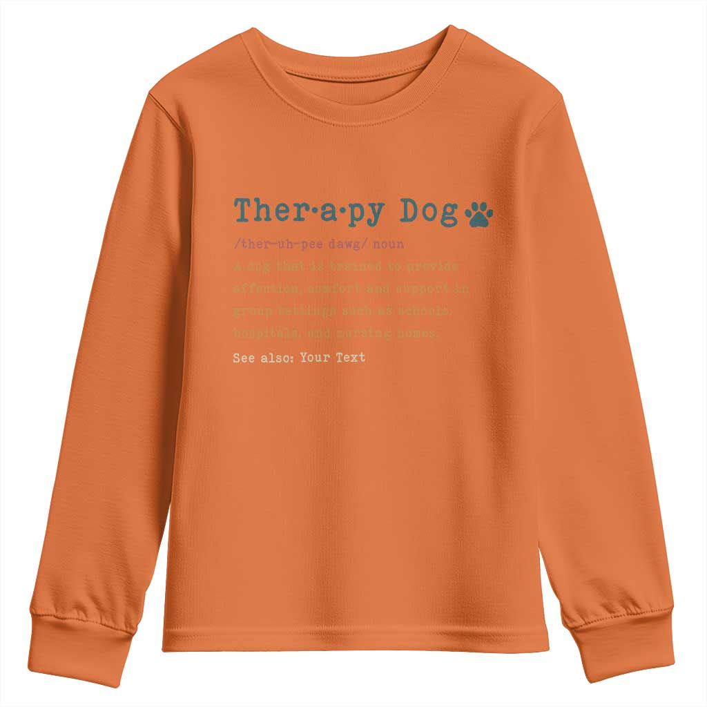 Personalized Therapy Dog Youth Sweatshirt Retro Custom Name Pet Partners TS10 Orange Print Your Wear
