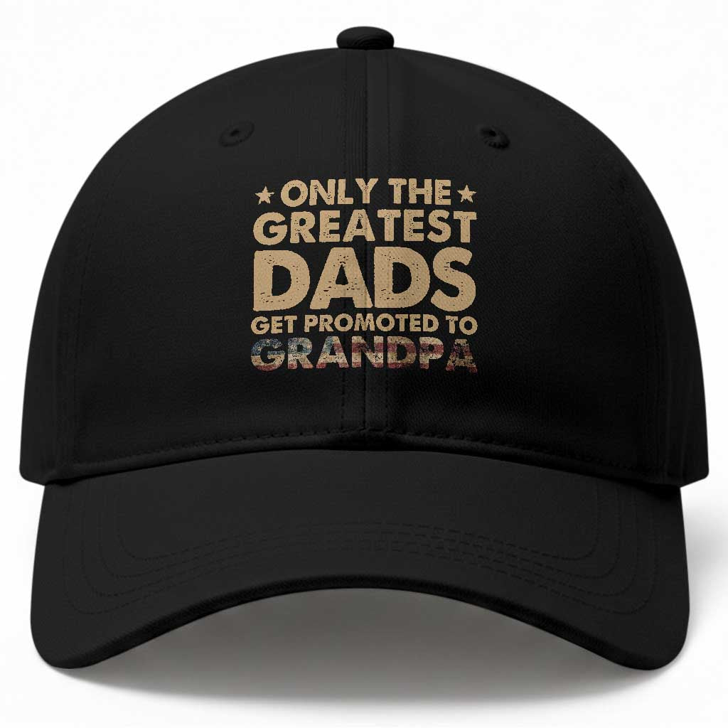 Greatest Dads Get Promoted To Grandpa Baseball Cap Retro American Flag Fathers Day New Grandpa Gift TS10 Print Your Wear