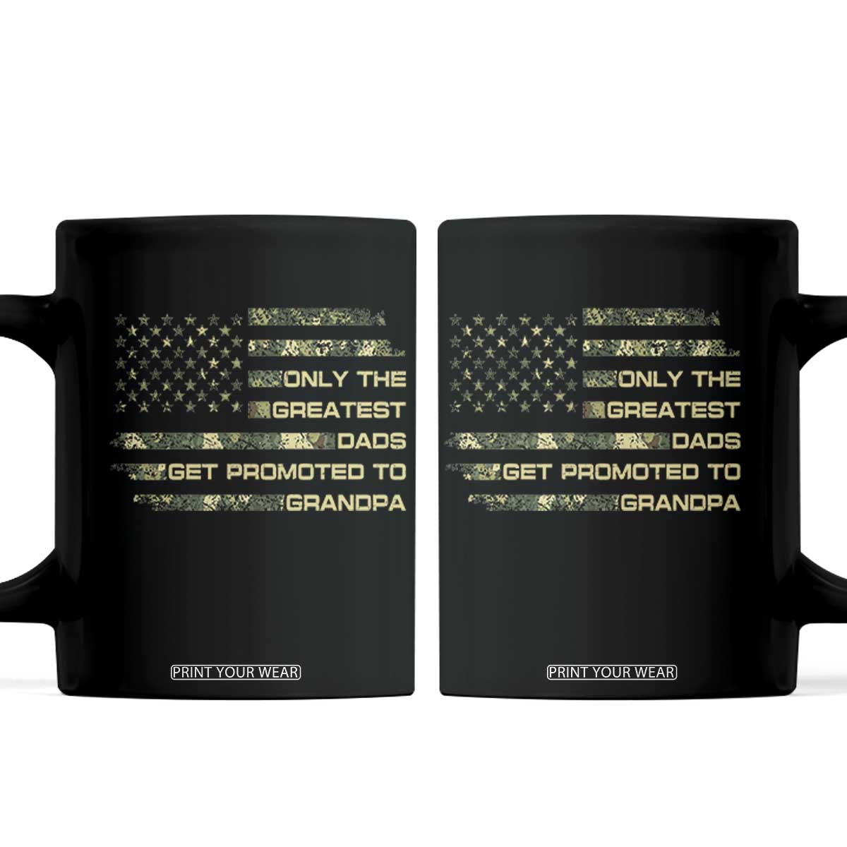 Greatest Dads Get Promoted To Grandpa Coffee Mug Retro Camo American Flag New Grandpa Gift TS10 Black Print Your Wear