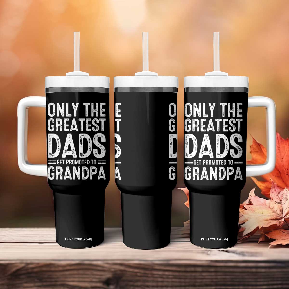 Greatest Dads Get Promoted To Grandpa Tumbler With Handle TS10 Print Your Wear